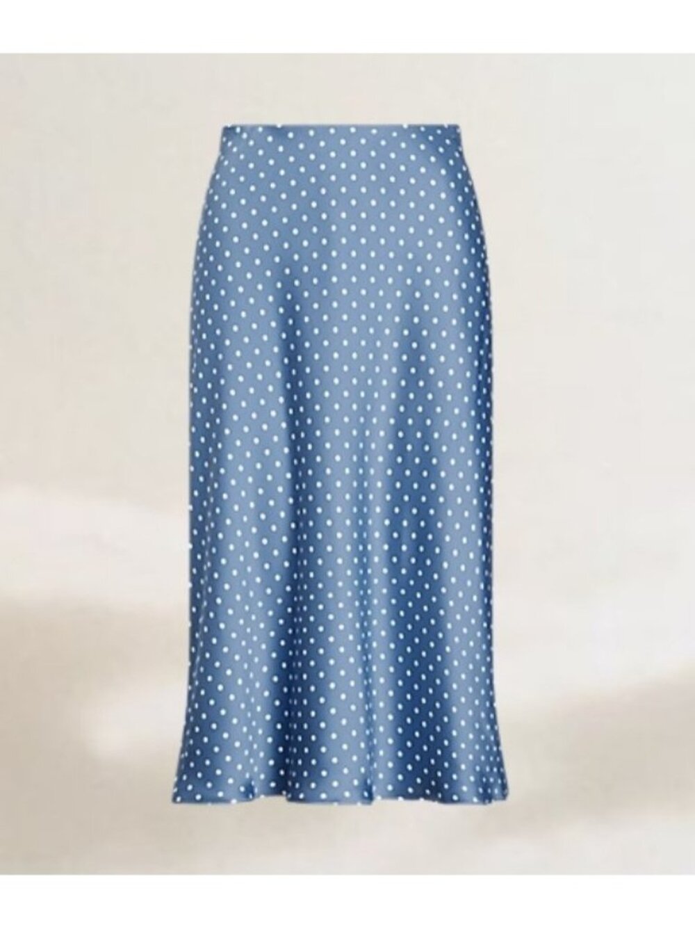 NWOT Lauren Ralph Lauren Polka-Dot Satin Charmeuse Midi Skirt Blue Size 16